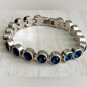 Touchstone Crystal by Swarovski Ice Bracelet in Denim Blue, 7" long. NIB.